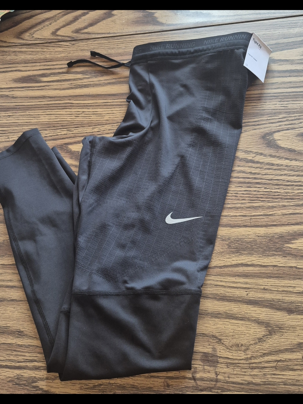 Nike Black Athletic Running Leggings with Silver Swoosh